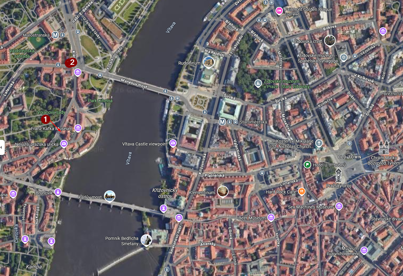 Kort over Hotel og metro